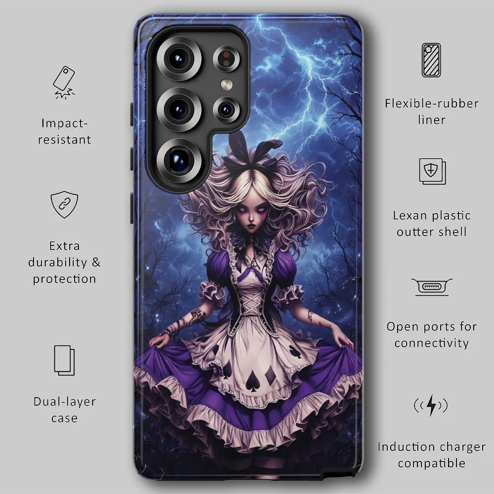 Graphic showing drop protection features and more for tough phone case.