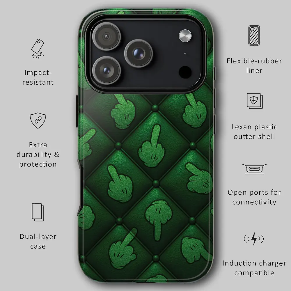 Graphic showing drop protection features for tough phone case.