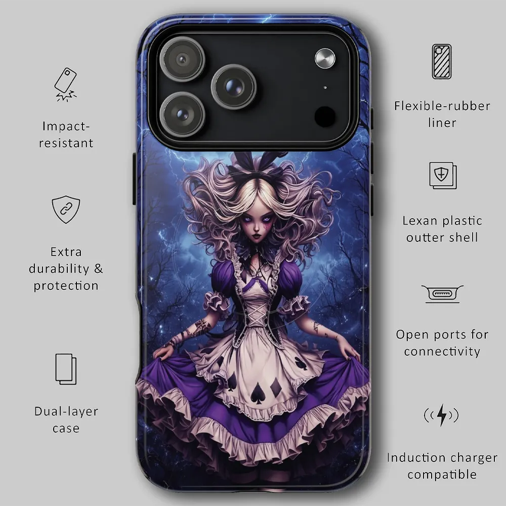 Graphic showing drop protection features and more for tough phone case.