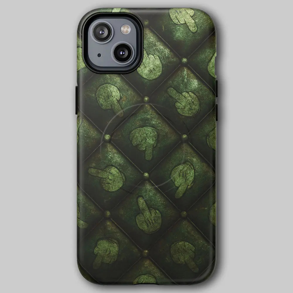 Dirty Finger MagSafe phone case with dark industrial grunge art.