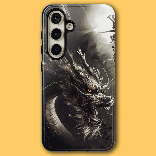 Dragon of the Eclipse tough phone case featuring a dark ink wash dragon.