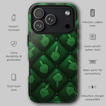 Graphic showing drop protection features for tough phone case.